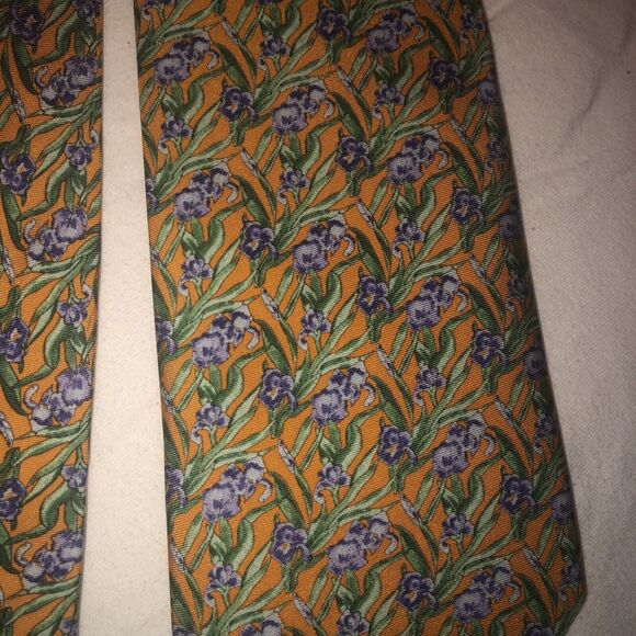 RMN COLLECTION "Tie" orig. Purple Floral Iris’ With Orange. Beautiful! - Picture 2 of 10